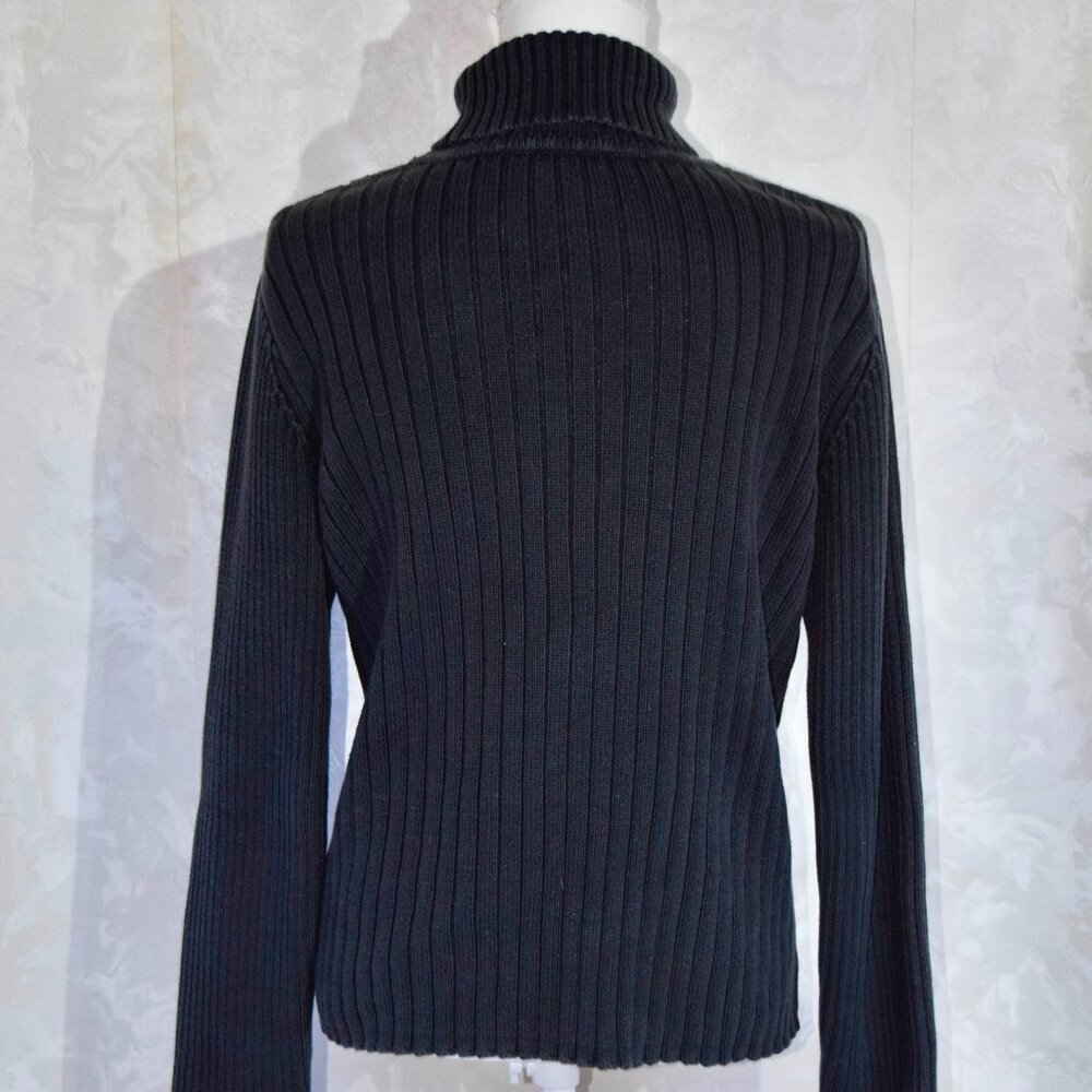 J. Jill Size L | Black Ribbed Cotton Turtleneck Sweater | Classic Minimalist - Picture 4 of 5